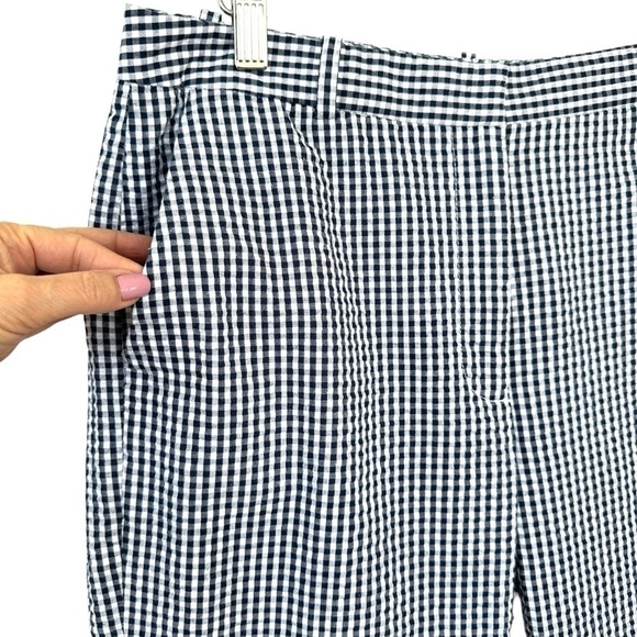 Nine West cropped ankle length pants, high rise, cotton gingham seersucker - Picture 4 of 12